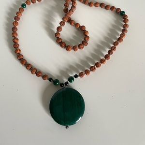 Green malachite or agate mala necklace